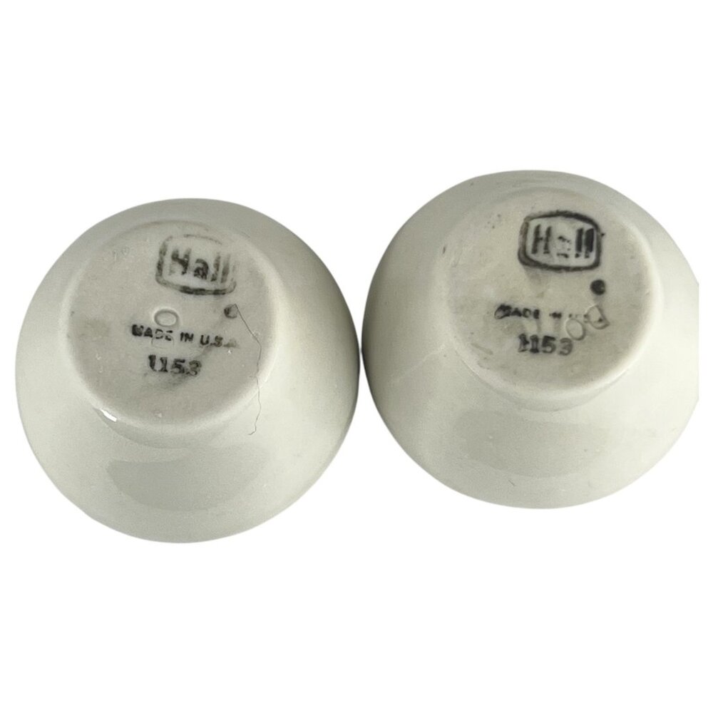 2 Vintage Hall China Open Salt Cellars White Ceramic Made In USA 1153 Dip Set - Picture 6 of 8